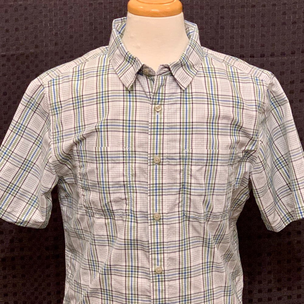 The North Face Men's Plaid Casual Button Down Shirt - Blue and Green